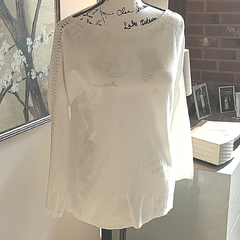 Vila Milano Off White Long Sleeve Sweater with Beautiful Silver Bead Details